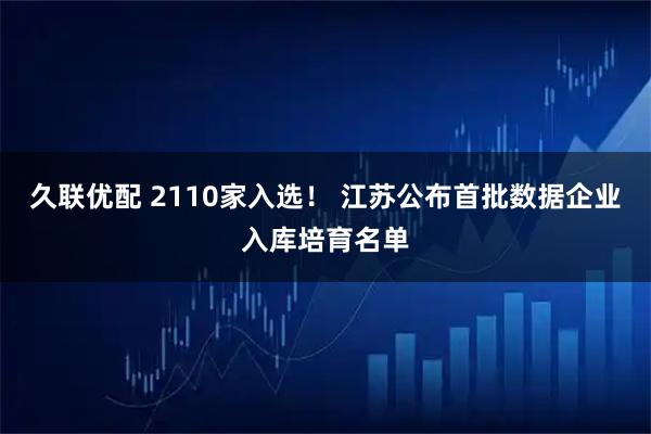 久联优配 2110家入选! 江苏公布首批数据企业入库培育名单