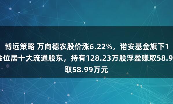 博远策略 万向德农股价涨6.22%，诺安基金旗下1只基金位居十大流通股东，持有128.23万股浮盈赚取58.99万元